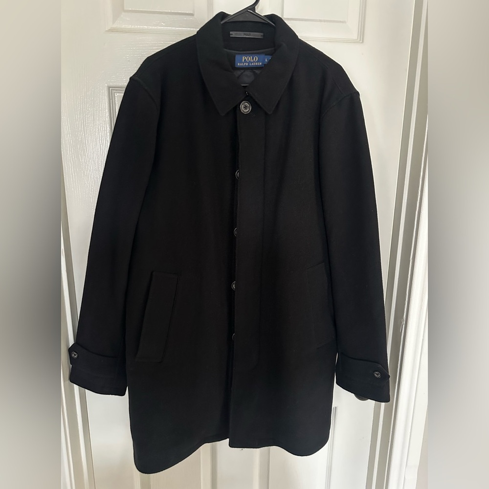 Large Ralph Lauren Black Felt Trench Coat
